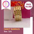 Gold-Tone Floral Fancy Bangles – Size 2/6 | Elegant Ethnic Daily Wear