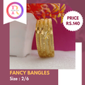 Gold-Tone Star Pattern Fancy Bangles